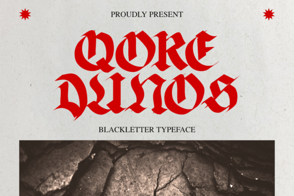 Qore Dunos: A Blackletter Display Font for Bold Digital Branding